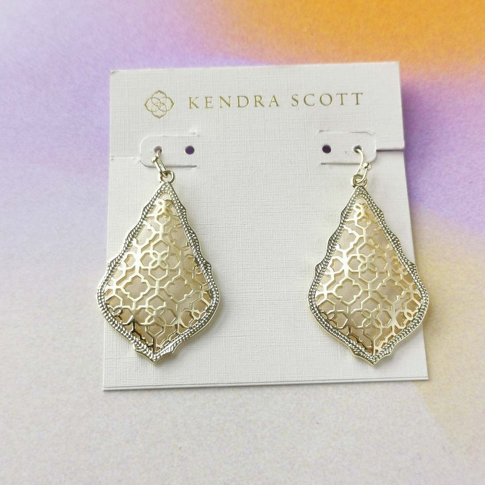 $65 kendra scott Addie Gold Drop Earrings Filigree Mix New